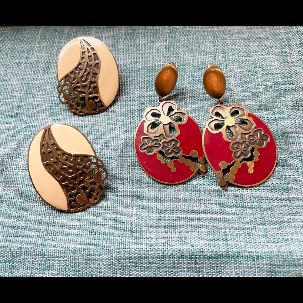 Vintage Filigree Enamel Earrings Bundle